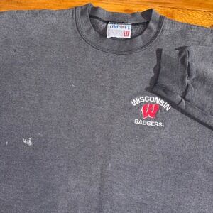 Vintage Wisconsin Badgers Sweatshirt Mens XL Gray Time Out 90s USA‎ NCAA Grunge